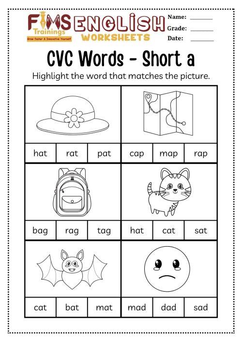 CVC Words Free Worksheets CVC Words Free Worksheets